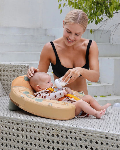 Mambobaby Chest Float Swimming Tube-Air Free Foam Design with 5 Point Safety Harness & 3 Swim Modes, UPF 50+ Detachable Flat Canopy-Upto 18 kg Baby Weight-Pumpkin-Yellow