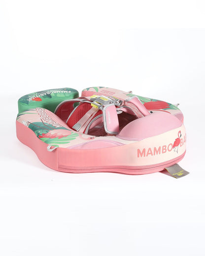 Mambobaby Chest Float Swimming Tube-Air Free Foam Design with 5 Point Safety Harness & 3 Swim Modes, UPF 50+ Detachable Flat Canopy-Upto 18 kg Baby Weight-Flamingo Joy-Pink