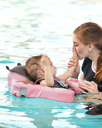 Mambobaby Chest Float Swimming Tube-Air Free Foam Design with 5 Point Safety Harness & 3 Swim Modes, UPF 50+ Detachable 3D Canopy-Upto 18 kg Baby Weight-Butterfly-Pink