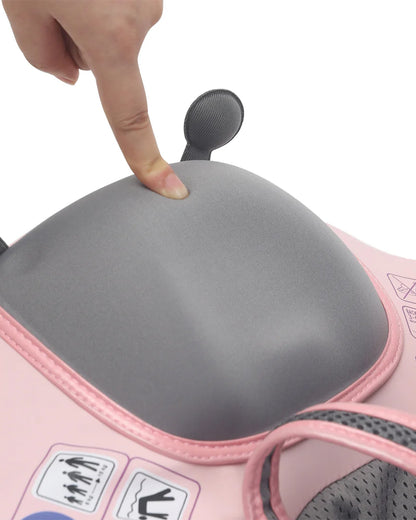 Mambobaby Chest Float Swimming Tube-Air Free Foam Design with 5 Point Safety Harness & 3 Swim Modes, UPF 50+ Detachable 3D Canopy-Upto 18 kg Baby Weight-Butterfly-Pink