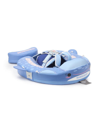Mambobaby Chest Float Swimming Tube-Air Free Foam Design with 5 Point Safety Harness & 3 Swim Modes, UPF 50+ Detachable 3D Canopy-Whale Shark-Blue