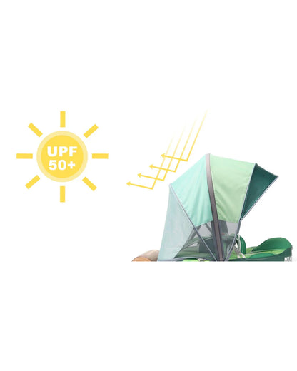 Mambobaby Chest Float Swimming Tube-Air Free Foam Design with 5 Point Safety Harness & 3 Swim Modes, UPF 50+ Detachable 3D Canopy-Crocodile-Green