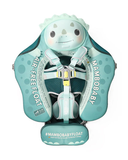 Mambobaby Chest Float Swimming Tube-Air Free Foam Design with 5 Point Safety Harness & 3 Swim Modes, UPF 50+ Detachable 3D Canopy-Upto 18 kg Baby Weight-Tri Dino Cuddle-Green
