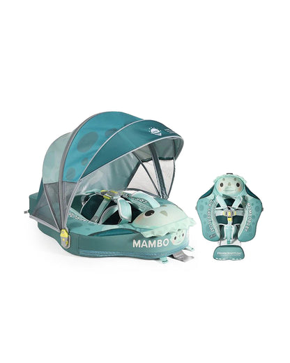 Mambobaby Chest Float Swimming Tube-Air Free Foam Design with 5 Point Safety Harness & 3 Swim Modes, UPF 50+ Detachable 3D Canopy-Upto 18 kg Baby Weight-Tri Dino Cuddle-Green