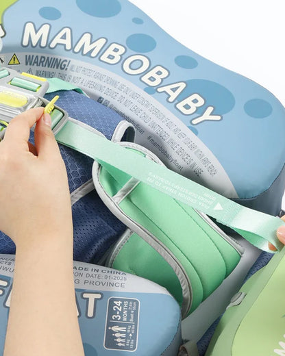 Mambobaby Chest Float Swimming Tube-Air Free Foam Design with 5 Point Safety Harness & 3 Swim Modes, UPF 50+ Detachable 3D Canopy-Upto 18 kg Baby Weight-T-Rex Cuddle-Green