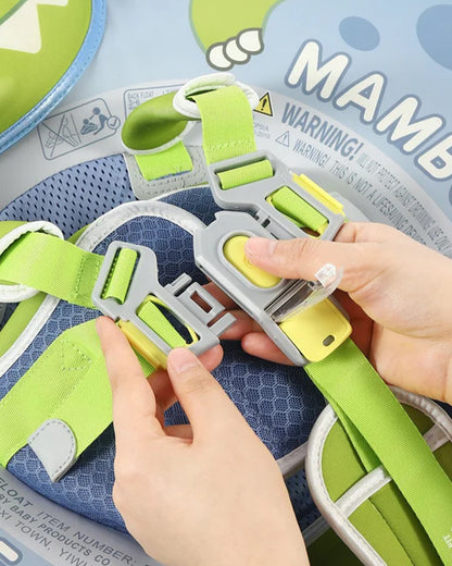 Mambobaby Chest Float Swimming Tube-Air Free Foam Design with 5 Point Safety Harness & 3 Swim Modes, UPF 50+ Detachable 3D Canopy-Upto 18 kg Baby Weight-T-Rex Cuddle-Green