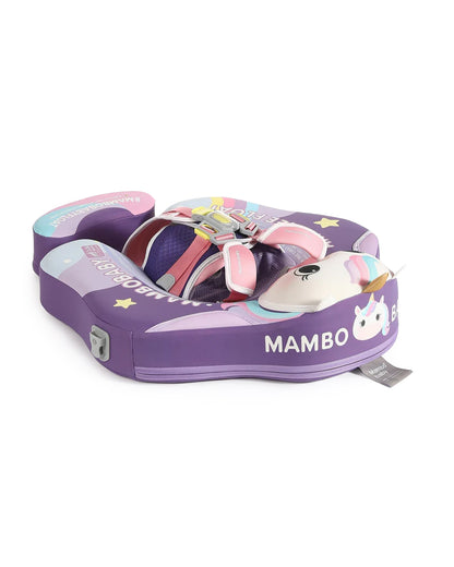 Mambobaby Chest Float Swimming Tube-Air Free Foam Design with 5 Point Safety Harness & 3 Swim Modes, UPF 50+ Detachable 3D Canopy-Unicorn Cuddle-Purple