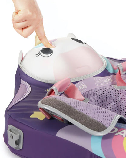 Mambobaby Chest Float Swimming Tube-Air Free Foam Design with 5 Point Safety Harness & 3 Swim Modes, UPF 50+ Detachable 3D Canopy-Unicorn Cuddle-Purple