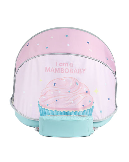 Mambobaby Chest Float Swimming Tube-Air Free Foam Design with 5 Point Safety Harness & 3 Swim Modes, UPF 50+ Detachable 3D Canopy-Upto 18 kg Baby Weight-Cup Cake-Green