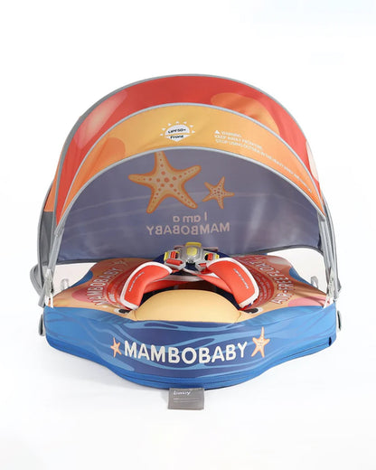 Mambobaby Chest Float Swimming Tube-Air Free Foam Design with 5 Point Safety Harness & 3 Swim Modes, UPF 50+ Detachable 3D Canopy-Upto 18 kg Baby Weight-Starry Fun-Yellow