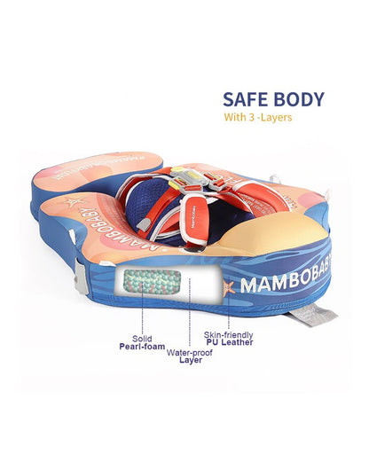 Mambobaby Chest Float Swimming Tube-Air Free Foam Design with 5 Point Safety Harness & 3 Swim Modes, UPF 50+ Detachable 3D Canopy-Upto 18 kg Baby Weight-Starry Fun-Yellow