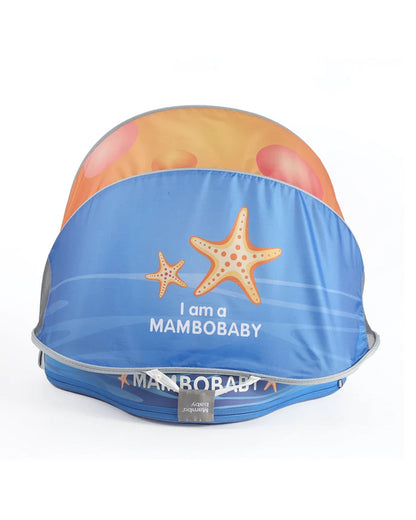 Mambobaby Chest Float Swimming Tube-Air Free Foam Design with 5 Point Safety Harness & 3 Swim Modes, UPF 50+ Detachable 3D Canopy-Upto 18 kg Baby Weight-Starry Fun-Yellow