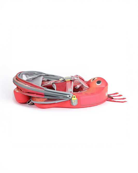 Mambobaby Chest Float Swimming Tube-Air Free Foam Design with 5 Point Safety Harness & 3 Swim Modes, UPF 50+ Detachable 3D Canopy-Upto 18 kg Baby Weight-Octo Hug-Red
