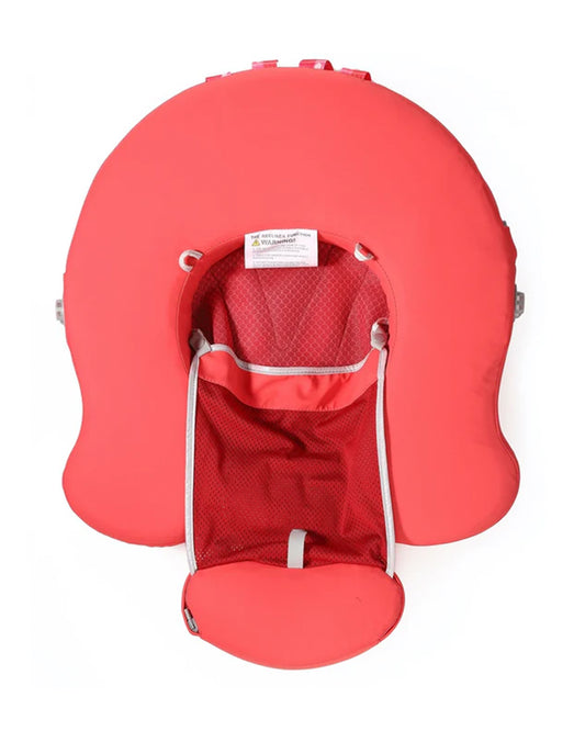 Mambobaby Chest Float Swimming Tube-Air Free Foam Design with 5 Point Safety Harness & 3 Swim Modes, UPF 50+ Detachable 3D Canopy-Upto 18 kg Baby Weight-Octo Hug-Red