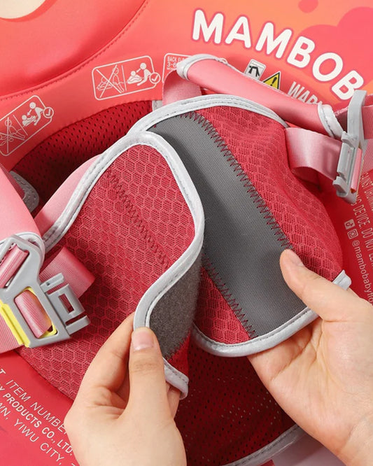 Mambobaby Chest Float Swimming Tube-Air Free Foam Design with 5 Point Safety Harness & 3 Swim Modes, UPF 50+ Detachable 3D Canopy-Upto 18 kg Baby Weight-Octo Hug-Red