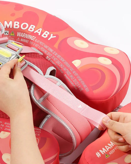 Mambobaby Chest Float Swimming Tube-Air Free Foam Design with 5 Point Safety Harness & 3 Swim Modes, UPF 50+ Detachable 3D Canopy-Upto 18 kg Baby Weight-Octo Hug-Red