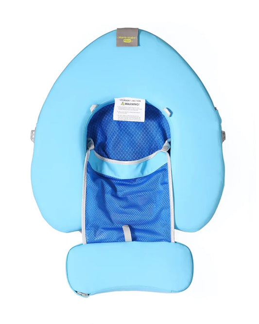 Mambobaby Chest Float Swimming Tube-Air Free Foam Design with 5 Point Safety Harness & 3 Swim Modes, UPF 50+ Detachable 3D Canopy-Upto 18 kg Baby Weight-Speedy Boat-Blue