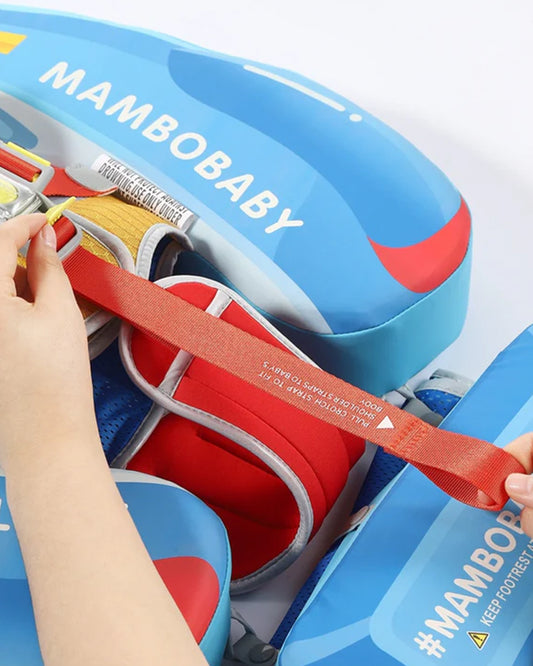 Mambobaby Chest Float Swimming Tube-Air Free Foam Design with 5 Point Safety Harness & 3 Swim Modes, UPF 50+ Detachable 3D Canopy-Upto 18 kg Baby Weight-Speedy Boat-Blue