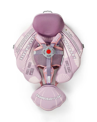 Mambobaby Chest Float Swimming Tube-Air Free Foam Design with 5 Point Safety Harness & 3 Swim Modes, UPF 50+ Detachable 3D Canopy-Upto 18 kg Baby Weight-Seashell-Pink