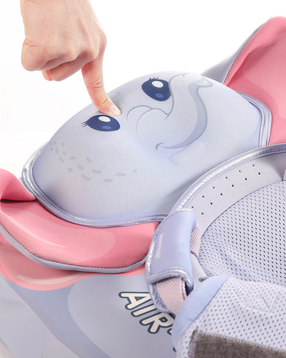 Mambobaby Chest Float Swimming Tube-Air Free Foam Design with 5 Point Safety Harness & 3 Swim Modes, UPF 50+ Detachable 3D Canopy-Convertible Front Carry Belt-Upto 18 kg Baby Weight-Mama Elephant-Blue