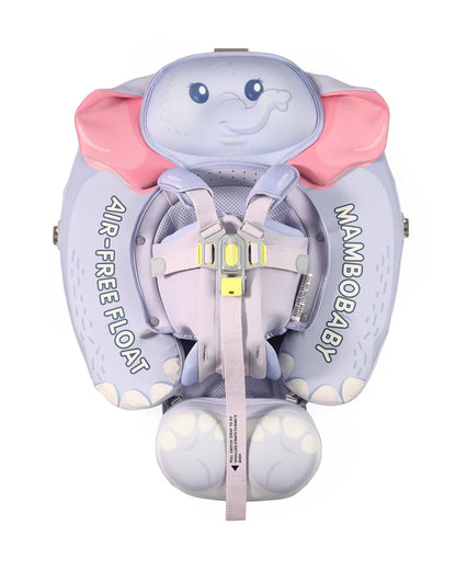 Mambobaby Chest Float Swimming Tube-Air Free Foam Design with 5 Point Safety Harness & 3 Swim Modes, UPF 50+ Detachable 3D Canopy-Convertible Front Carry Belt-Upto 18 kg Baby Weight-Mama Elephant-Blue
