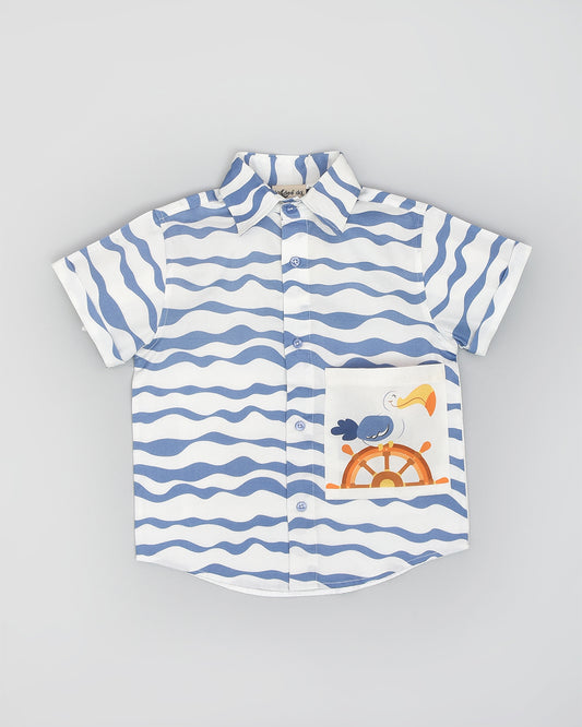 La dee da Blue Shirt-Gull The Sailor-Cotton-For Infants