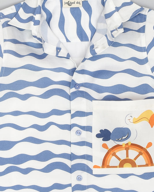 La dee da Blue Shirt-Gull The Sailor-Cotton-For Infants