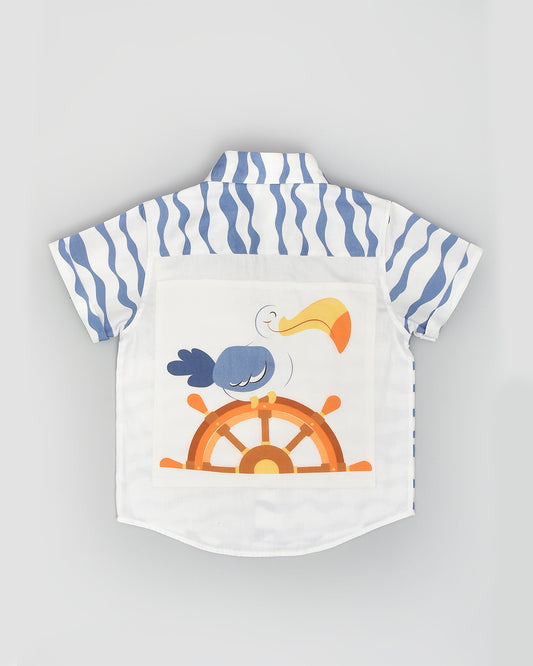 La dee da Blue Shirt-Gull The Sailor-Cotton-For Infants