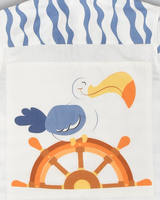 La dee da Blue Shirt-Gull The Sailor-Cotton-For Infants