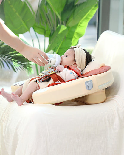 Mambobaby Chest Float Swimming Tube-Air Free Foam Design with 5 Point Safety Harness & 3 Swim Modes, UPF 50+ Detachable 3D Canopy-Convertible Front Carry Belt-Upto 18 kg Baby Weight-Papa Lion-Yellow