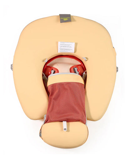 Mambobaby Chest Float Swimming Tube-Air Free Foam Design with 5 Point Safety Harness & 3 Swim Modes, UPF 50+ Detachable 3D Canopy-Convertible Front Carry Belt-Upto 18 kg Baby Weight-Papa Lion-Yellow