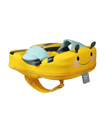 Mambobaby Swimming Waist Float-Air Free Foam Design with Crotch Strap & Double Lock Mechanism with UPF 50+ Detachable 3D Canopy-Upto 18 kg Baby Weight-Bee-Yellow