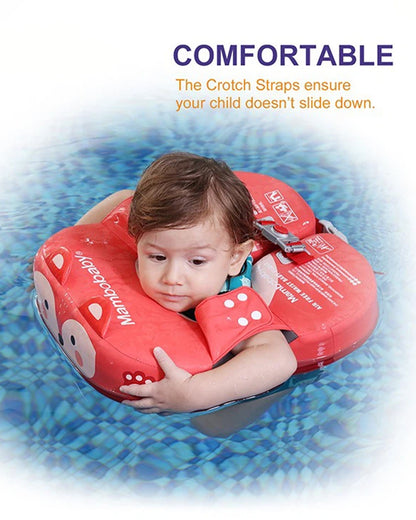 Mambobaby Swimming Waist Float-Air Free Foam Design with Crotch Strap & Double Lock Mechanism-Fox-Red