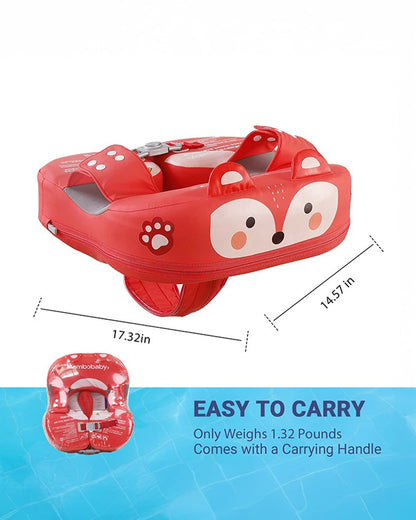 Mambobaby Swimming Waist Float-Air Free Foam Design with Crotch Strap & Double Lock Mechanism-Fox-Red
