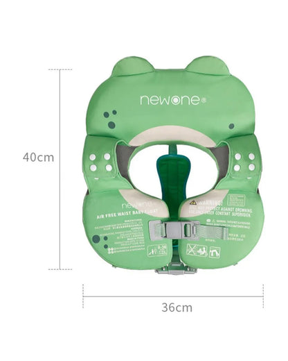 Mambobaby Swimming Waist Float-Air Free Foam Design with Crotch Strap & Double Lock Mechanism-Upto 18 kg Baby Weight-Frogs-Green