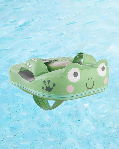 Mambobaby Swimming Waist Float-Air Free Foam Design with Crotch Strap & Double Lock Mechanism-Upto 18 kg Baby Weight-Frogs-Green