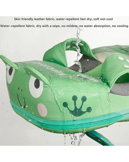 Mambobaby Swimming Waist Float-Air Free Foam Design with Crotch Strap & Double Lock Mechanism-Upto 18 kg Baby Weight-Frogs-Green