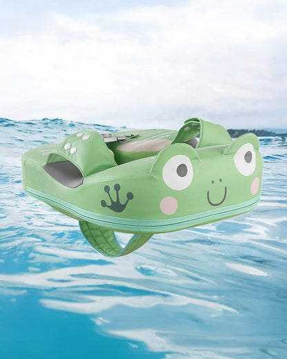 Mambobaby Swimming Waist Float-Air Free Foam Design with Crotch Strap & Double Lock Mechanism-Upto 18 kg Baby Weight-Frogs-Green