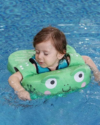 Mambobaby Swimming Waist Float-Air Free Foam Design with Crotch Strap & Double Lock Mechanism-Upto 18 kg Baby Weight-Frogs-Green