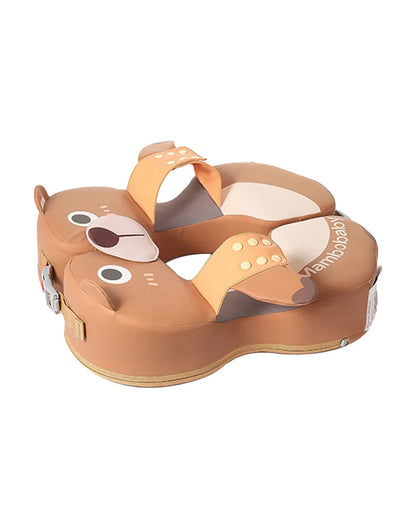 Mambobaby Swimming Waist Float-Air Free Foam Design with Crotch Strap & Double Lock Mechanism-Upto 18 kg Baby Weight-Bear-Brown