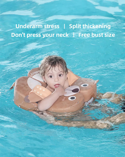 Mambobaby Swimming Waist Float-Air Free Foam Design with Crotch Strap & Double Lock Mechanism-Upto 18 kg Baby Weight-Bear-Brown