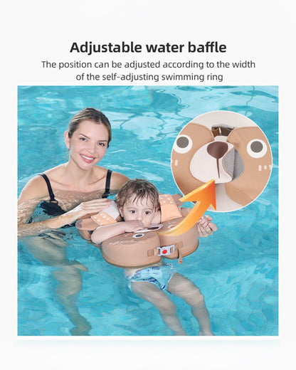 Mambobaby Swimming Waist Float-Air Free Foam Design with Crotch Strap & Double Lock Mechanism-Upto 18 kg Baby Weight-Bear-Brown