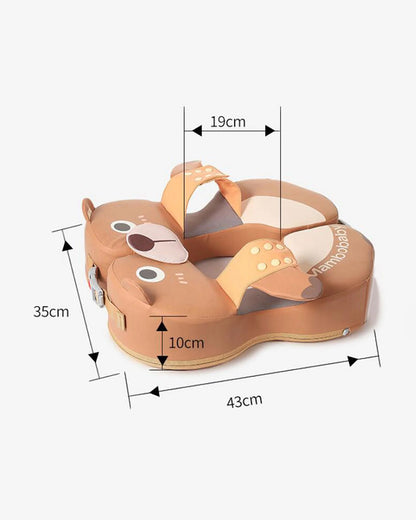 Mambobaby Swimming Waist Float-Air Free Foam Design with Crotch Strap & Double Lock Mechanism-Upto 18 kg Baby Weight-Bear-Brown