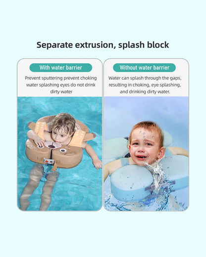 Mambobaby Swimming Waist Float-Air Free Foam Design with Crotch Strap & Double Lock Mechanism-Upto 18 kg Baby Weight-Bear-Brown