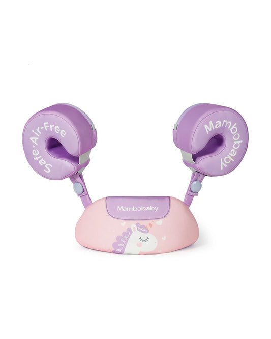 Mambobaby Swimming Armbands-Air Free Foam Design with Safety Lock Buckle & 3 Swim Modes-Detachable Chest Support-For 3 to 8Y-Unicorn-Pink