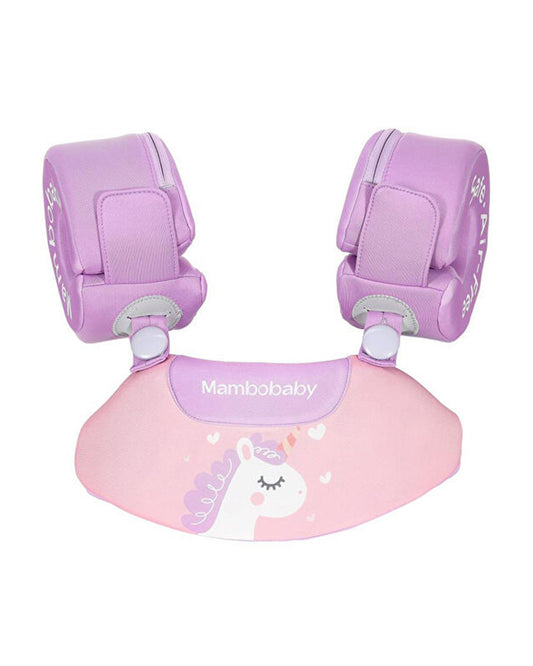 Mambobaby Swimming Armbands-Air Free Foam Design with Safety Lock Buckle & 3 Swim Modes-Detachable Chest Support-For 3 to 8Y-Unicorn-Pink
