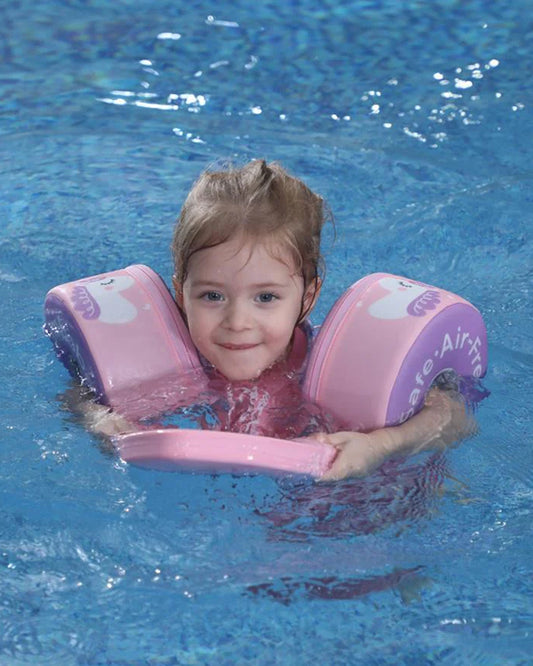 Mambobaby Swimming Armbands-Air Free Foam Design with Safety Lock Buckle & 3 Swim Modes-Detachable Chest Support-For 3 to 8Y-Unicorn-Pink