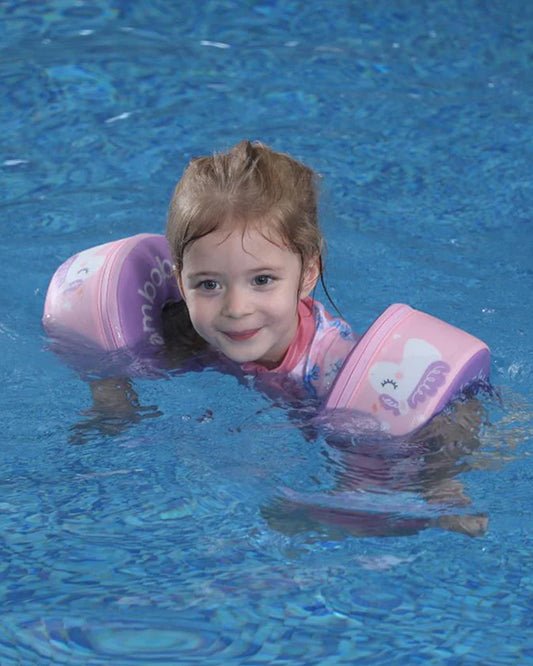 Mambobaby Swimming Armbands-Air Free Foam Design with Safety Lock Buckle & 3 Swim Modes-Detachable Chest Support-For 3 to 8Y-Unicorn-Pink