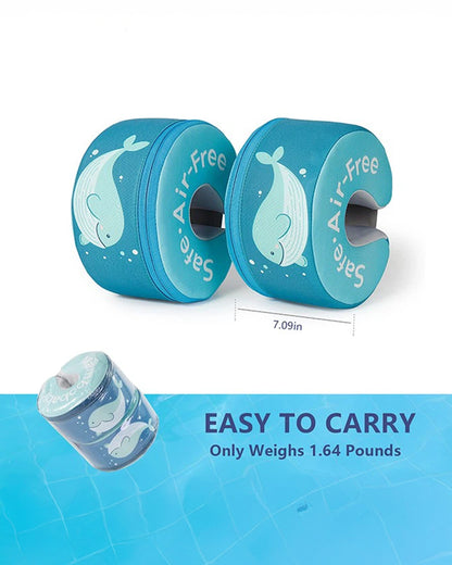 Mambobaby Swimming Armbands-Air Free Foam Design with Safety Lock Buckle & 3 Swim Modes-For 3 to 8Y-Whale-Green