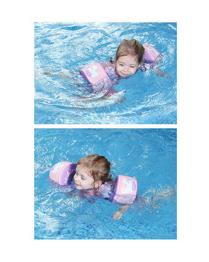 Mambobaby Swimming Armbands-Air Free Foam Design with Safety Lock Buckle & 3 Swim Modes-For 3 to 8Y-Unicorn-Pink